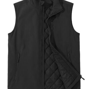Men's Black Quilted Vest Large New